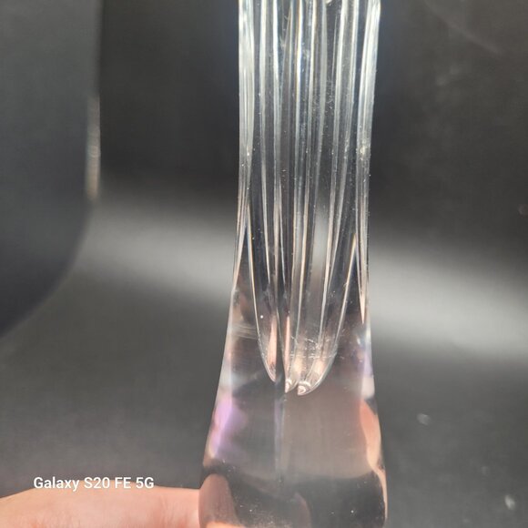 Vintage Royal Brierley Crystal Bud Vase Cut Glass Etched Footed Signed - Picture 5 of 11